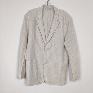 Vintage Mobaco 1974 Men's 100% Linen Striped Blazer Jacket Size 46 XL Old Money